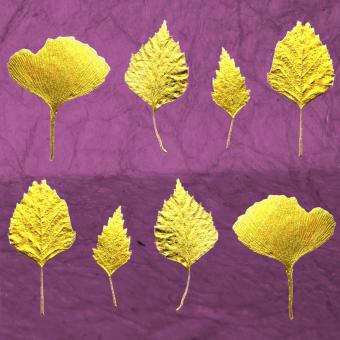 Flower Press -all seasons card range : FP 16 GOLD LEAVES 1